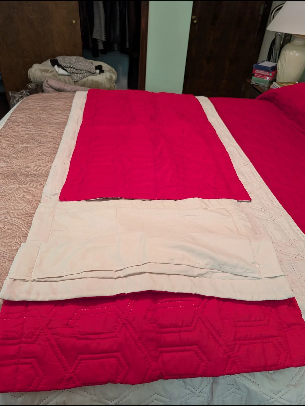Classic Solid Red Quilt Coverlet - Home Bedding NWOT